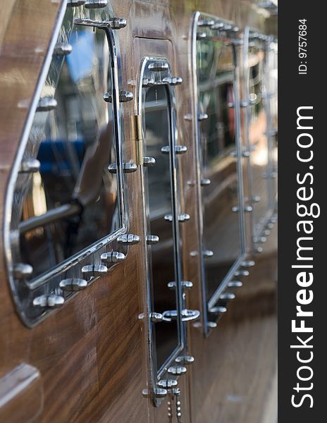 Deck of luxury wooden yacht. Deck of luxury wooden yacht