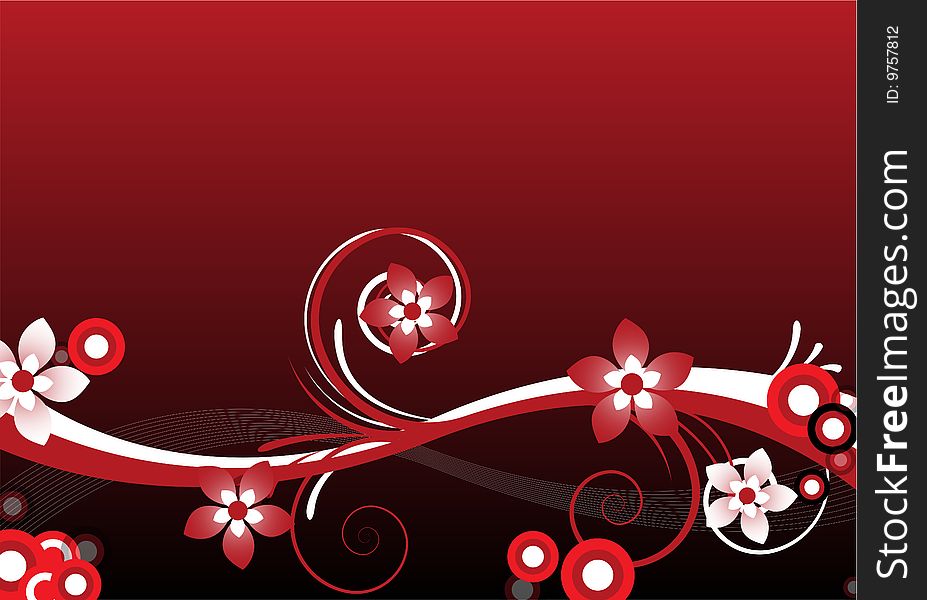 Red ornament design with flowers. Red ornament design with flowers