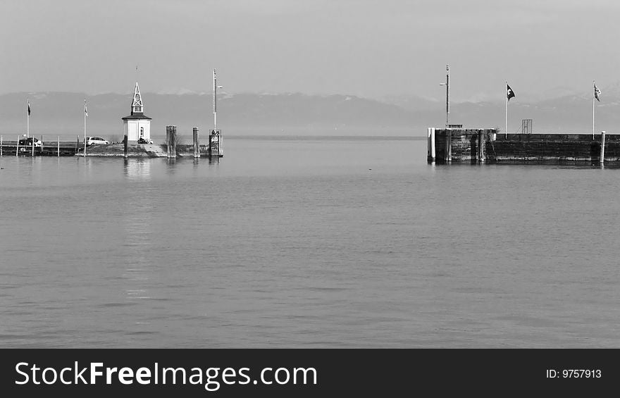 The exit of the haven of Romanshorn at Lake Constance. The exit of the haven of Romanshorn at Lake Constance