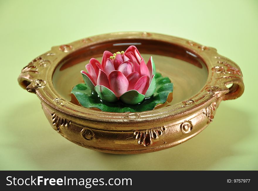 Lotus floated in decorated water bowl. Lotus floated in decorated water bowl.