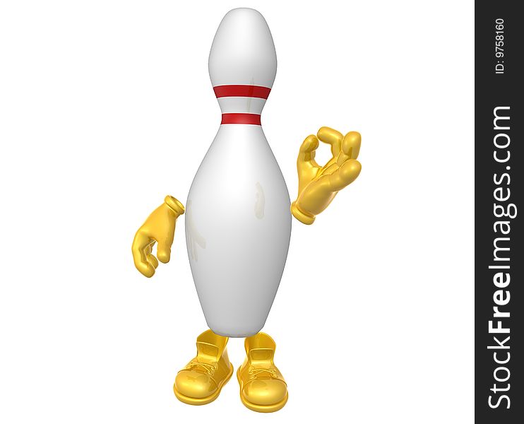 Bowling pin 3d mascot figure illustration
