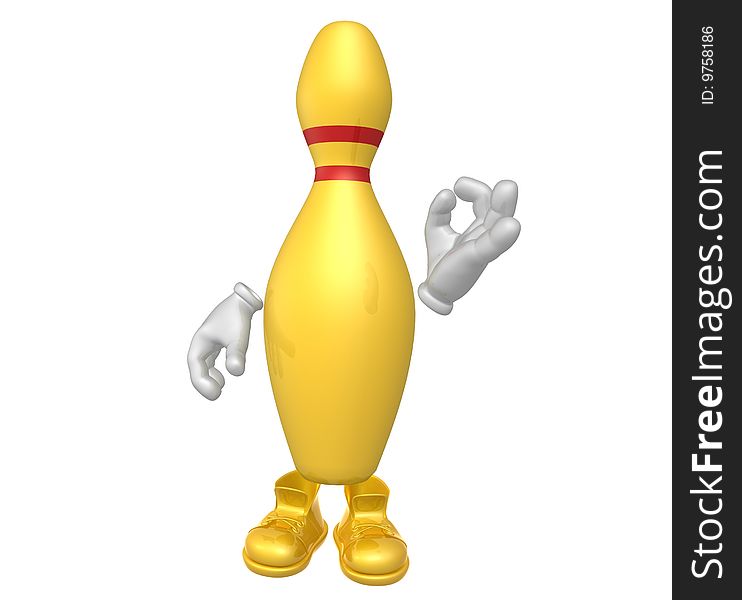 Bowling Pin 3d Mascot Figure
