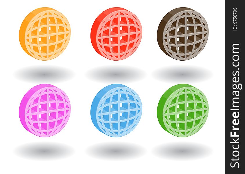 Set of color 3d web icons. Set of color 3d web icons