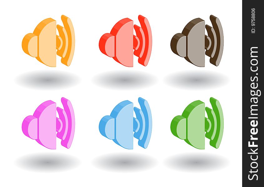 Set of color 3d web icons. Set of color 3d web icons