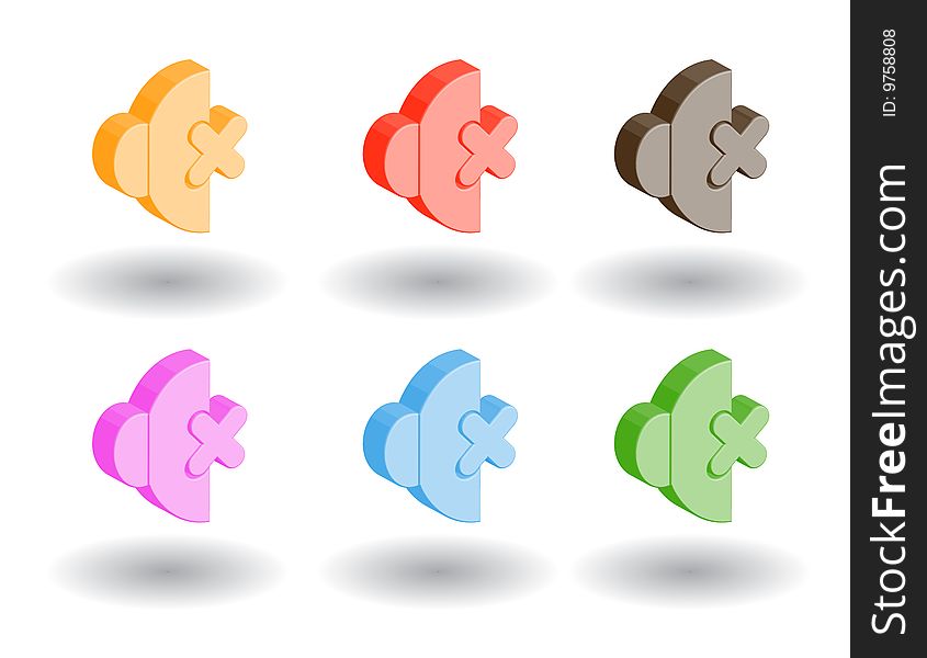 Set of color 3d web icons. Set of color 3d web icons