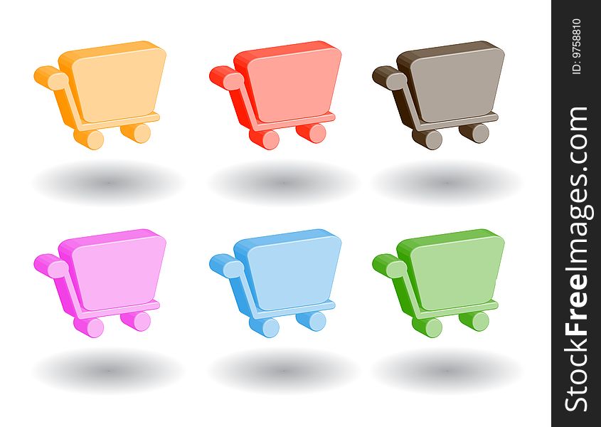 Set of color 3d web icons. Set of color 3d web icons