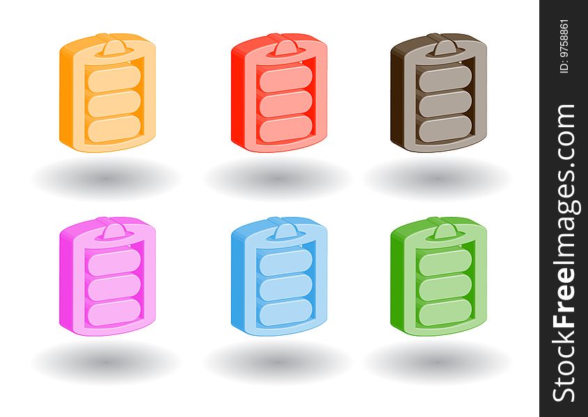 Set of color 3d web icons. Set of color 3d web icons