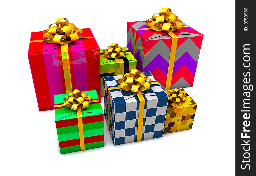 Gift boxes in different sizes and colors