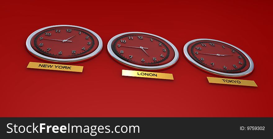 World time for 3 major global cities. World time for 3 major global cities