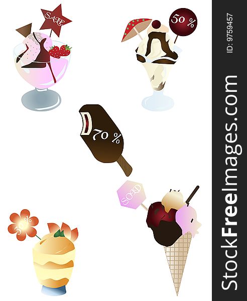 Illustration of different ice cream