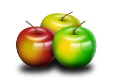 Three Multi-coloured Apples Royalty Free Stock Photos Three Multi-coloured Apples Royalty Free Stock Photos
