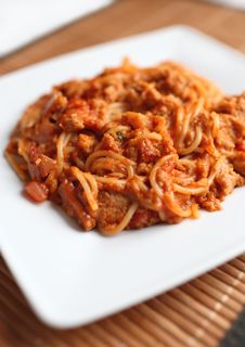 The Macaroni With The Sauce Royalty Free Stock Photography The Macaroni With The Sauce Royalty Free Stock Photography