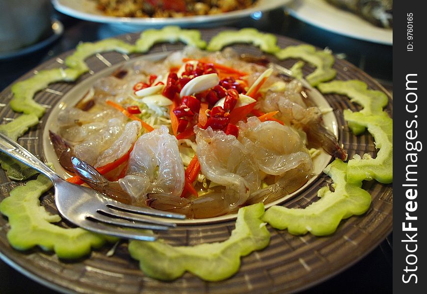 Raw Shrimp in thailand resturant