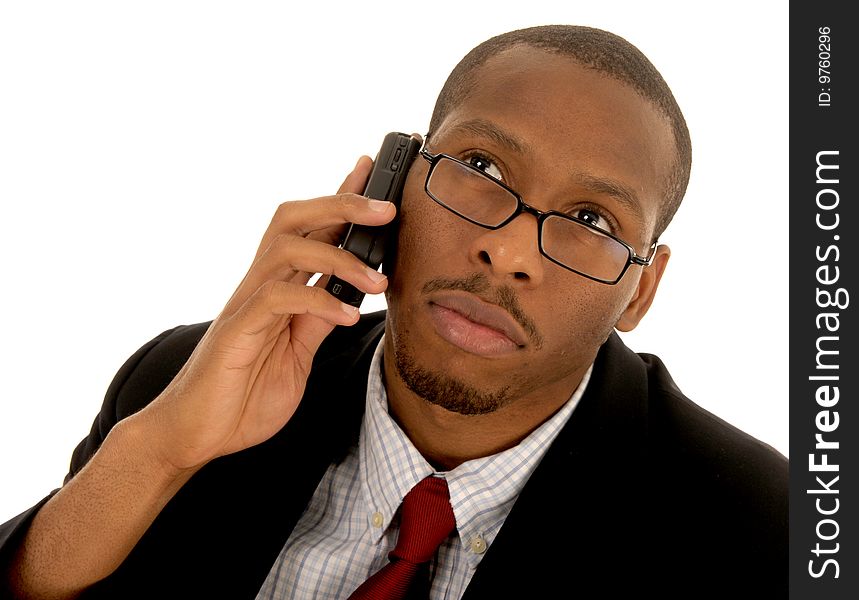 Nice Isolated Image of a Black Businessman On the Phone