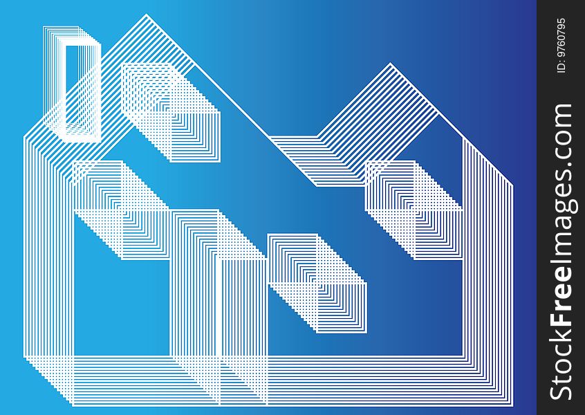 A house is featured in an abstract illustration.