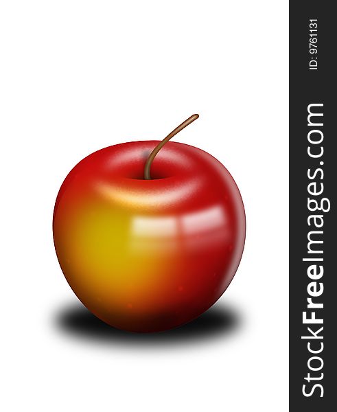 There is a red brilliant apple on a white background. There is a red brilliant apple on a white background