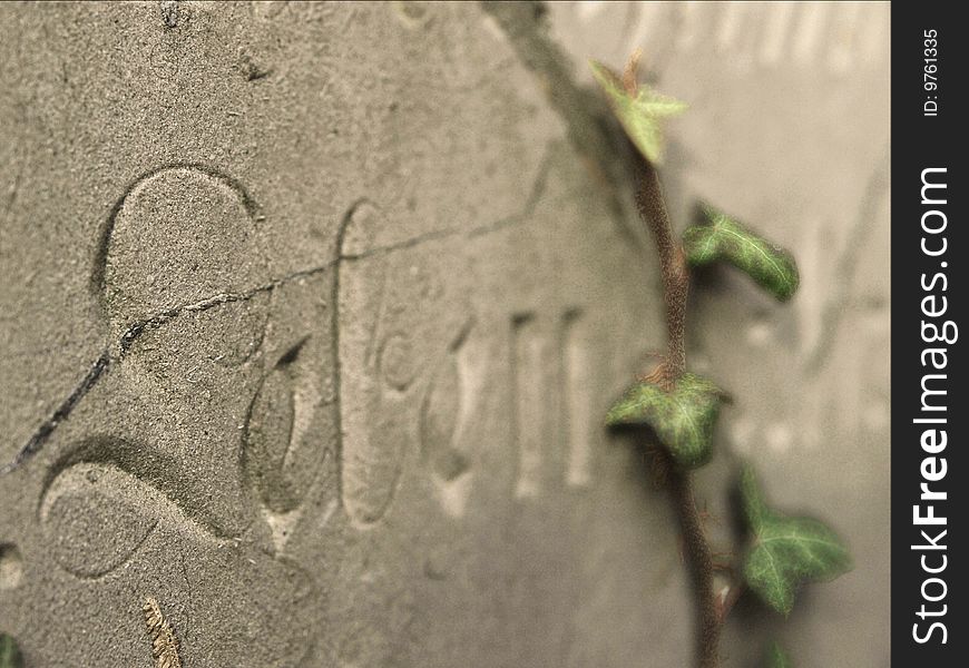 Old gravestone with an inscrition: Leben, which means life. Old gravestone with an inscrition: Leben, which means life