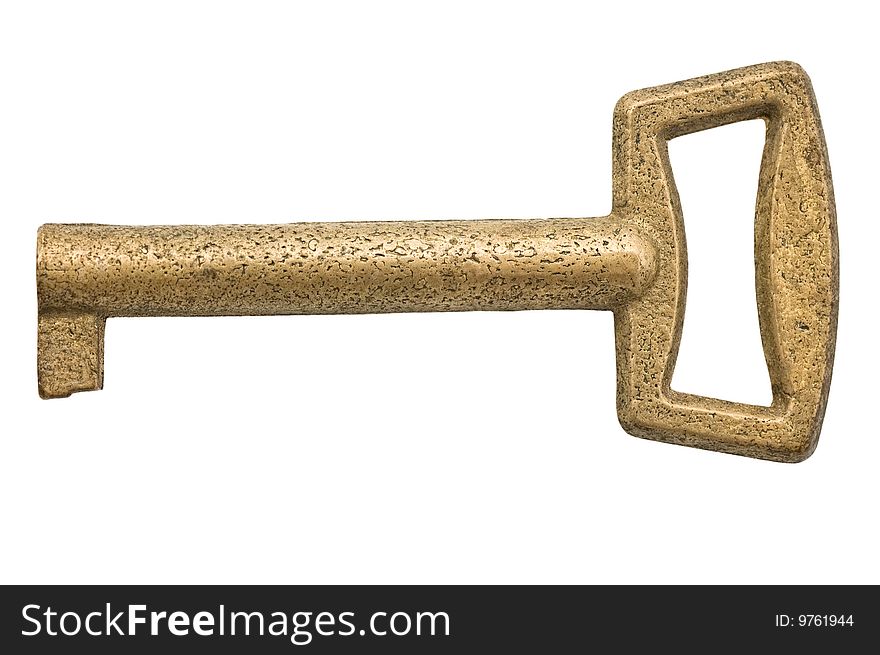 Old metal key isolated on white background, clipping path. Old metal key isolated on white background, clipping path.