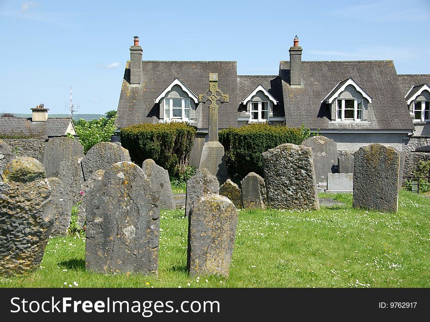 Cemetery and ancient houses in Kilkenny, Ireland