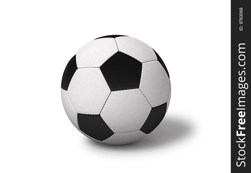 Black & white soccer ball with path.