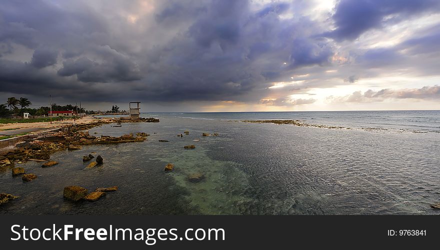 Stormy Beach Panorama