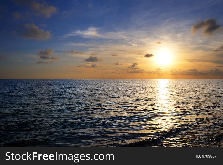 A view of tropical beach in cuba at sunset. A view of tropical beach in cuba at sunset