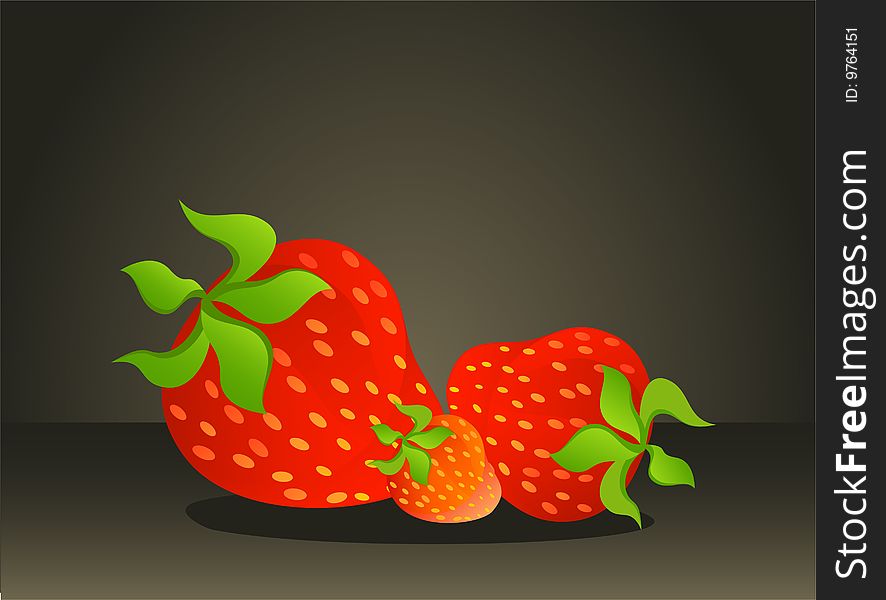 Beautiful juicy strawberry against a dark background