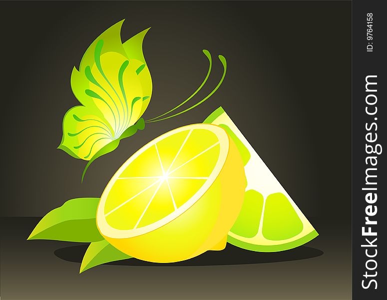 Beautiful juicy lemon against on a dark background