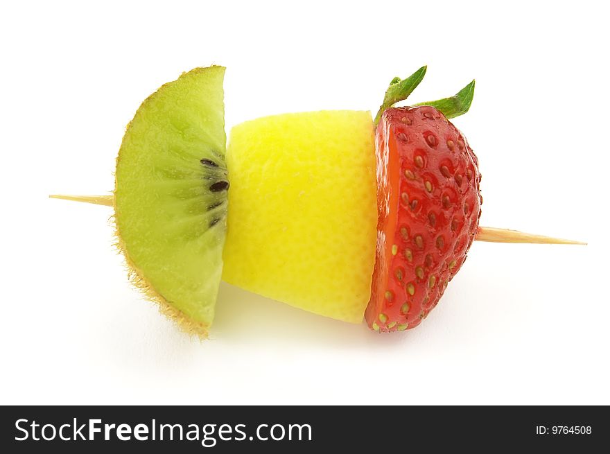 Сoloured traffic-light from fruit. Сoloured traffic-light from fruit