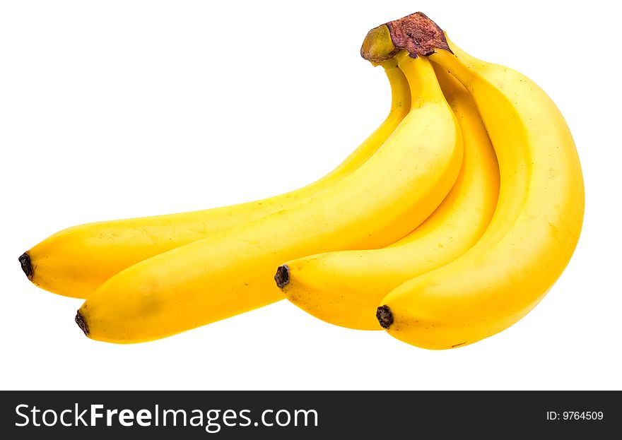 Close-up Fresh Bunch Of Bananas Isolated On White
