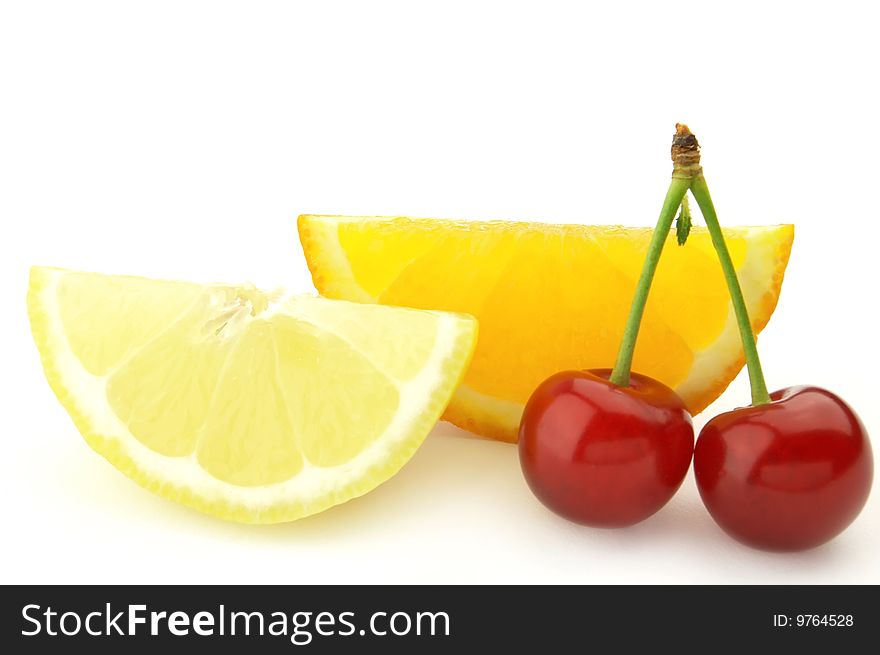 Sweet and fresh fruit on a white background