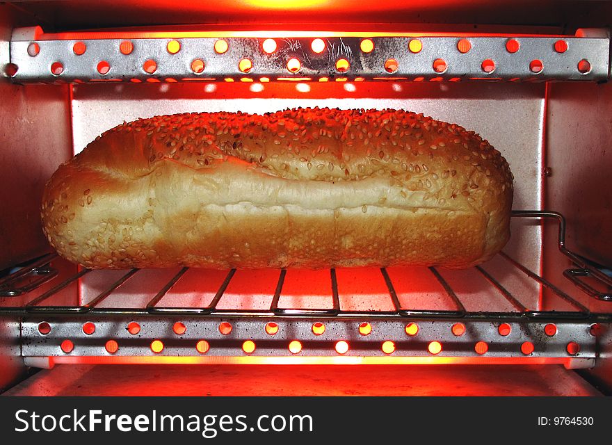 Small baguette in toaster oven