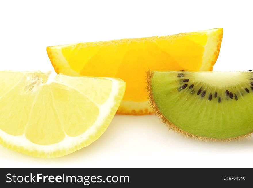 Lobule of citrus and kiwi. Lobule of citrus and kiwi