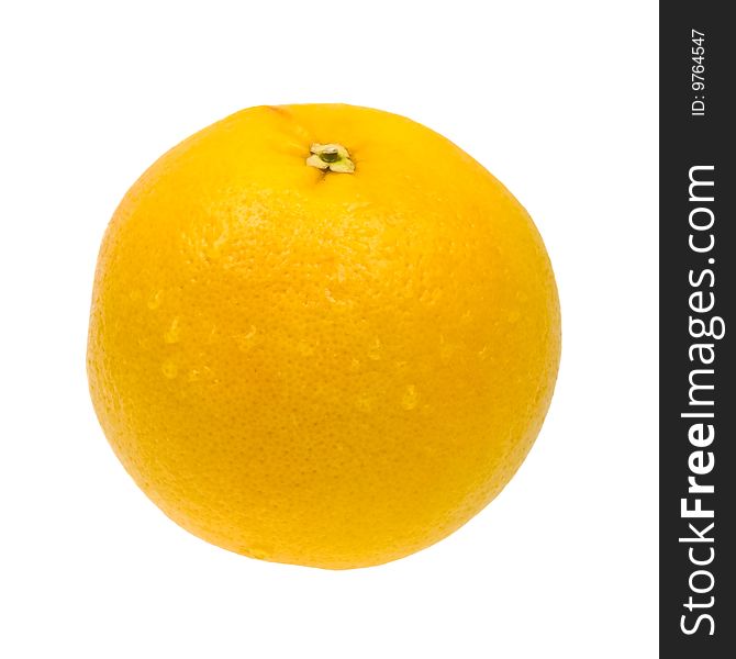 Close-up fresh orange isolated on white background