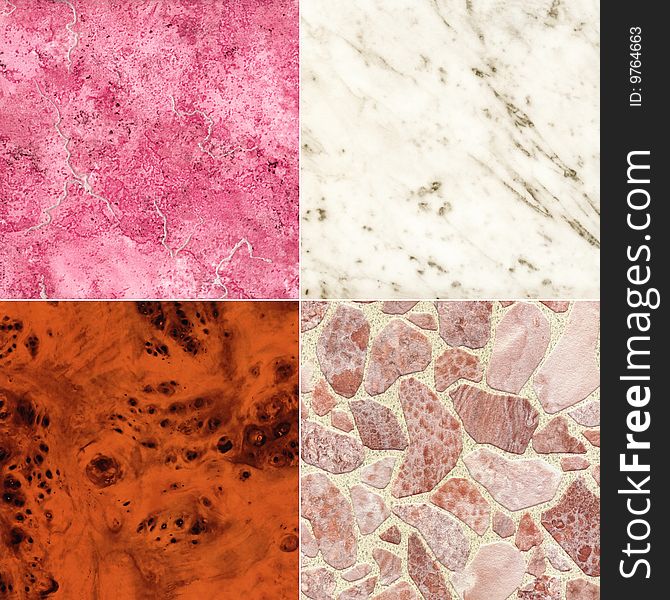 Set of marble slab surface texture to background