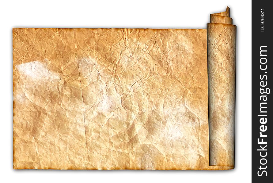 Vintage grunge rolled parchment illustration (natural paper texture)