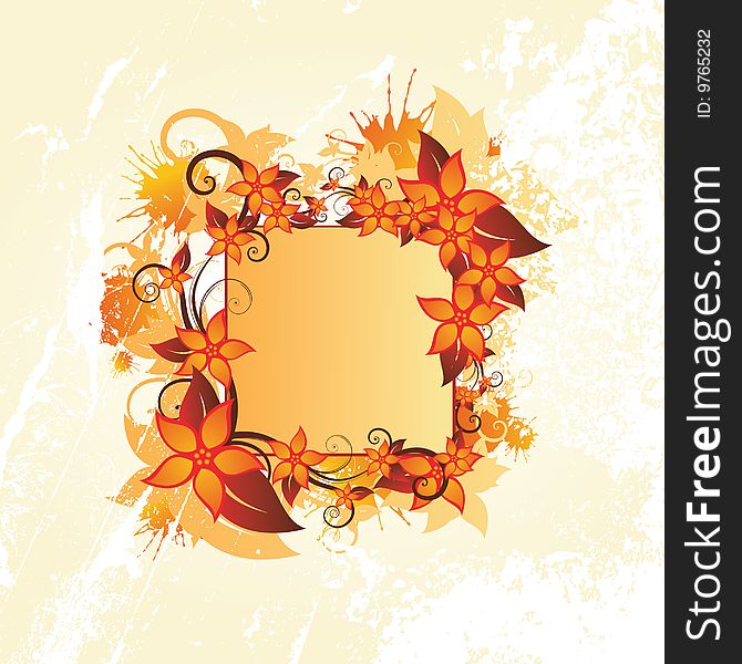 Autumn floral frame with place for text