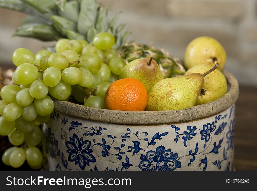 Traditional basket full of fruits - still life shoot