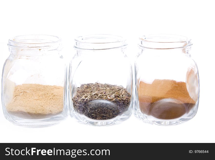Dried spices isolated on white