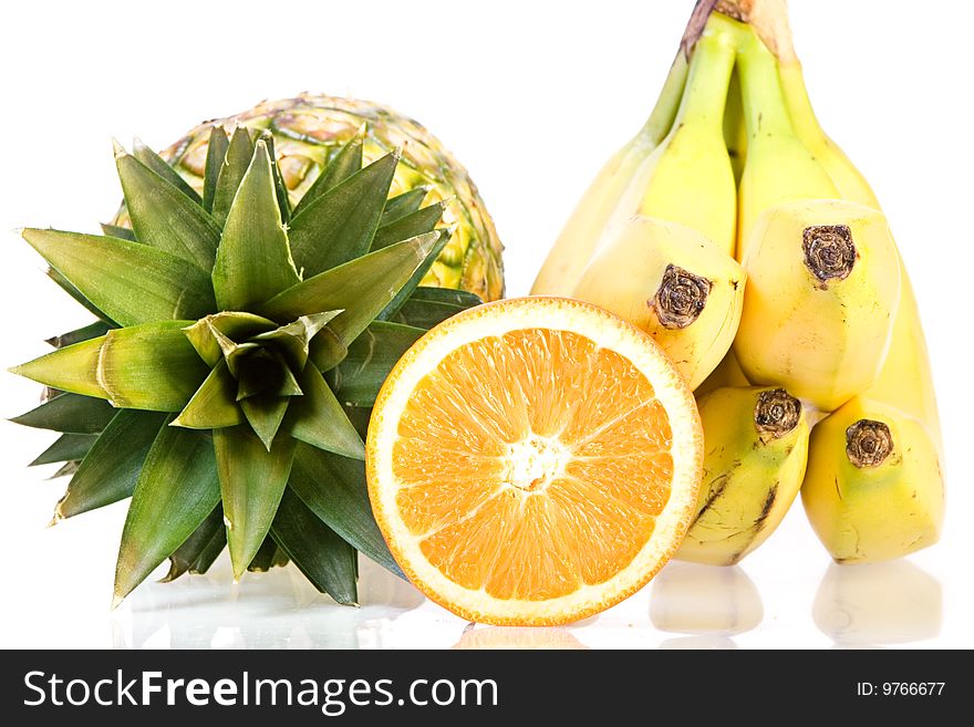 Fruits isolated on white background.