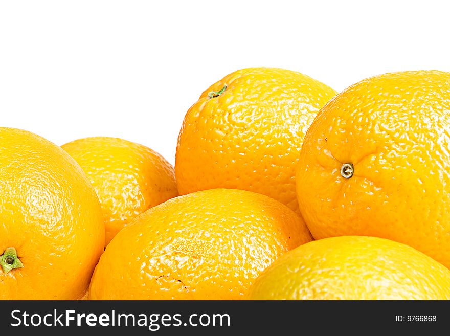 Oranges isolated on white background.