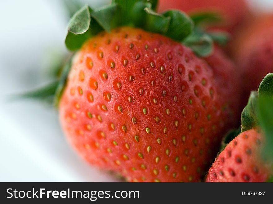 Close up - macro of strawberries