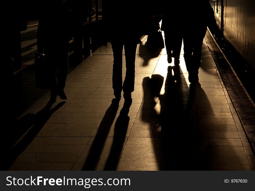 Business people are on their way to work by train. Early morning. Business people are on their way to work by train. Early morning.