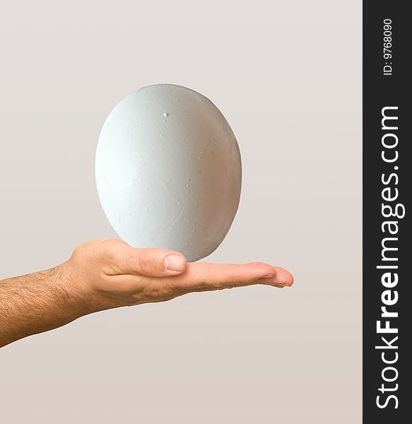 Large egg in hand as a present