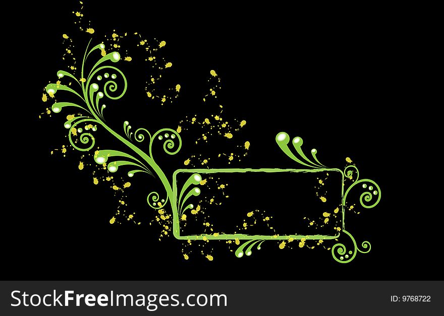 Green swirls isolated on a black background