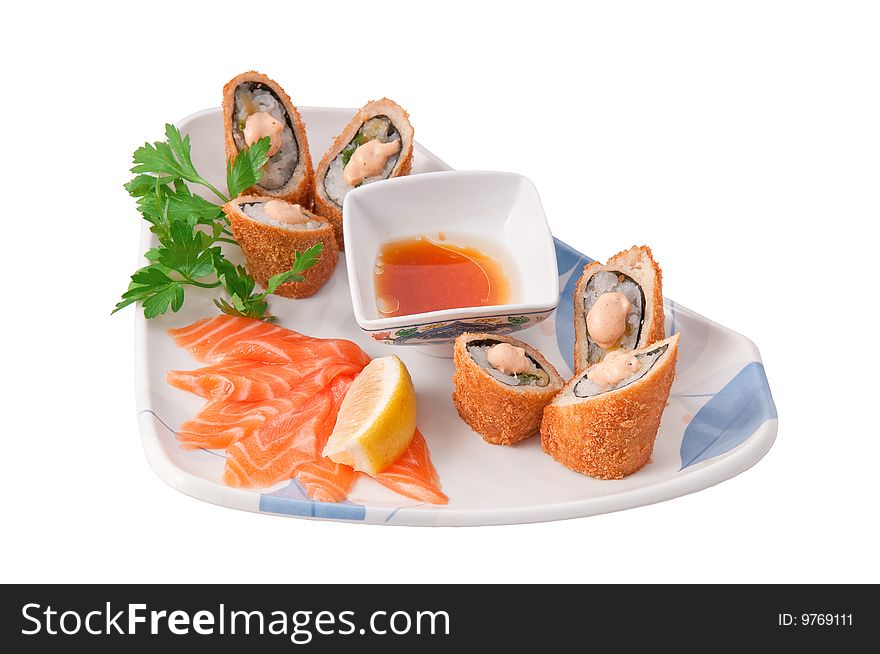 A plate of Japaneeze food, isolated