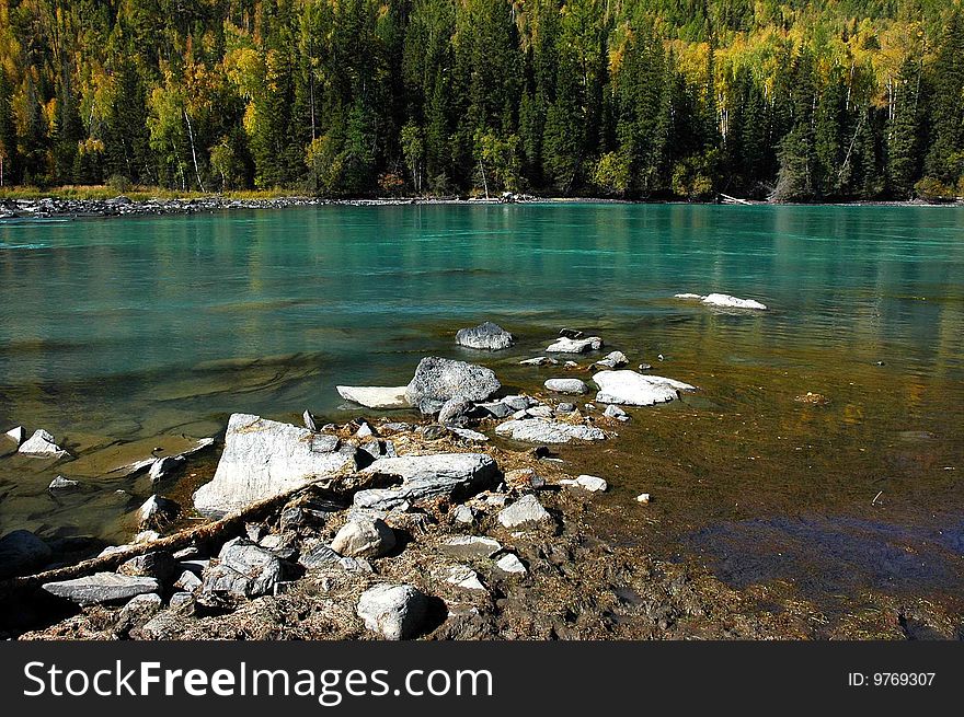 Kanas lake of Xinjiang province in China. Kanas lake of Xinjiang province in China