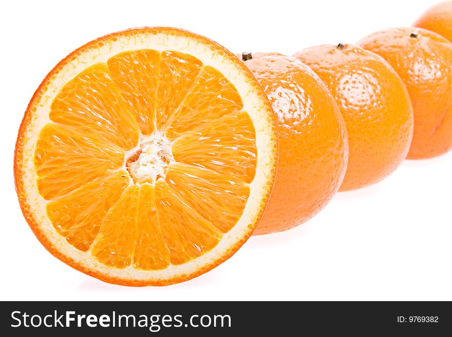 Oranges isolated on white background.