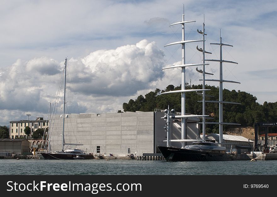 Luxury yacht in the gulf of la spezia