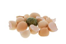 Malachite Egg To Chicken Eggs And The Shell Royalty Free Stock Photos